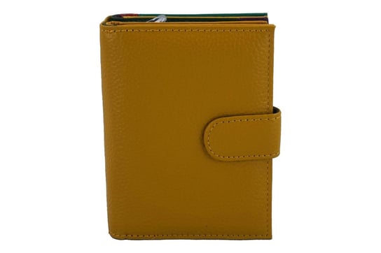 Pojemny kolorowy portfel damski skórzany - Żółty ciemny Barberinis
