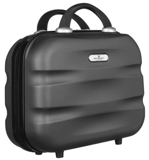 Pojemny kuferek na podróż z mocowaniem do walizki twarda kosmetyczka z tworzywa ABS+ Peterson, szary Peterson