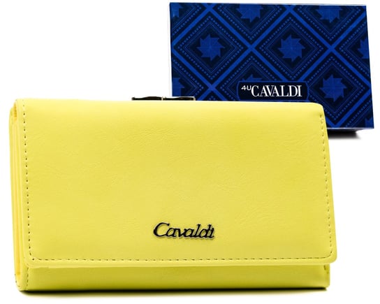 Pojemny portfel damski z eko skóry portmonetka Cavaldi, żółty Cavaldi