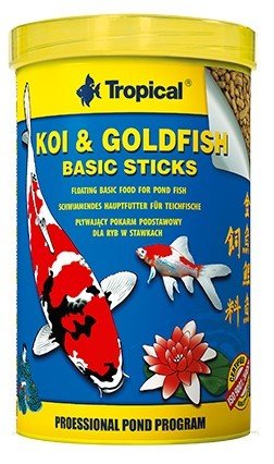 Pokarm dla ryb w stawkach ogrodowych TROPICAL Koi & Goldfish Basic Sticks, 90 g. Tropical