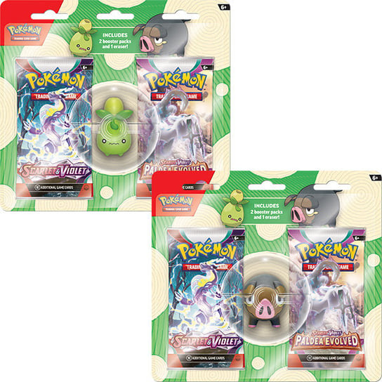 Pokémon TCG: Back To School Eraser Blister Smoliv / Lechonk Gumka + 2x booster Pokemon