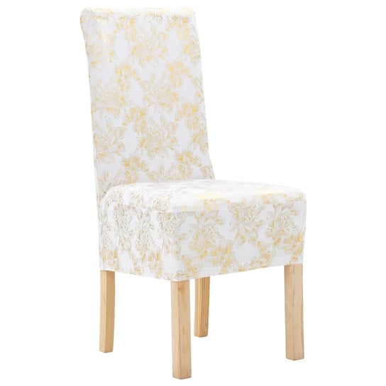 Pokrowce elastyczne na proste krzesła vidaXL, biało-złote, 4 szt. vidaXL