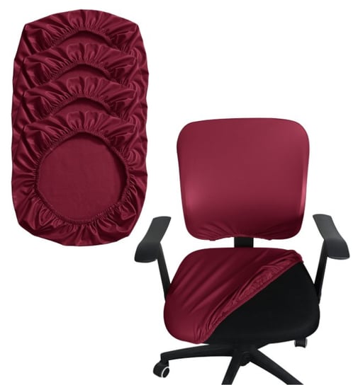 Pokrowce Na Siedzisko Fotel Biurowy Krzesło Taboret Skóra Syntetyczna 4 Sztuki Bordowy Domidekor