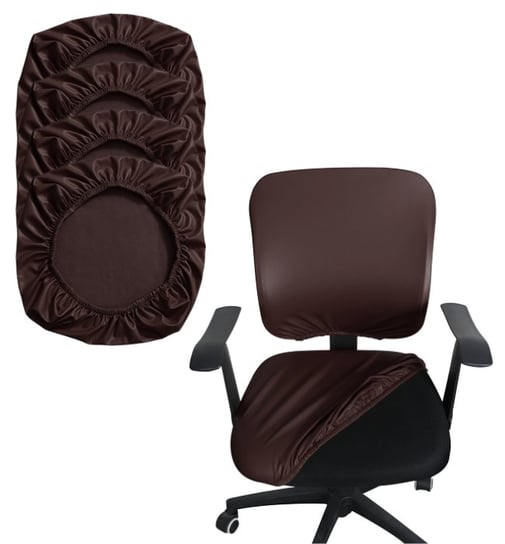 Pokrowce Na Siedzisko Fotel Biurowy Krzesło Taboret Skóra Syntetyczna 4 Sztuki Kawowy Domidekor
