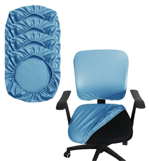 Pokrowce Na Siedzisko Fotel Biurowy Krzesło Taboret Skóra Syntetyczna 4 Sztuki Niebieski Domidekor