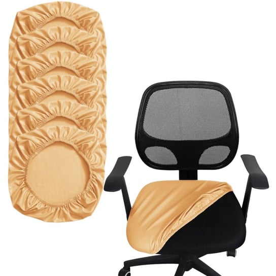 Pokrowce Na Siedzisko Fotel Biurowy Krzesło Taboret Skóra Syntetyczna 6 Sztuk Beżowy Domidekor