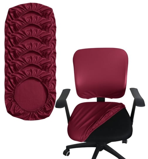 Pokrowce Na Siedzisko Fotel Biurowy Krzesło Taboret Skóra Syntetyczna 6 Sztuk Bordowy Domidekor