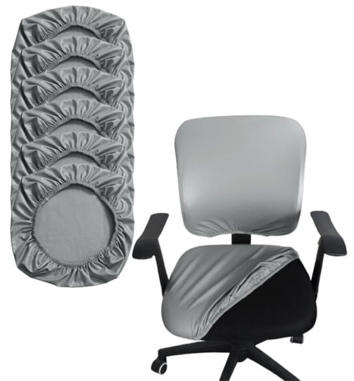 Pokrowce Na Siedzisko Fotel Biurowy Krzesło Taboret Skóra Syntetyczna 6 Sztuk Szary Domidekor