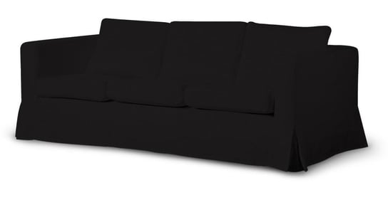 Pokrowiec długi na nierozkładaną sofę 3-osobową, Karlanda, DEKORIA, Cotton Panama, czarny Dekoria
