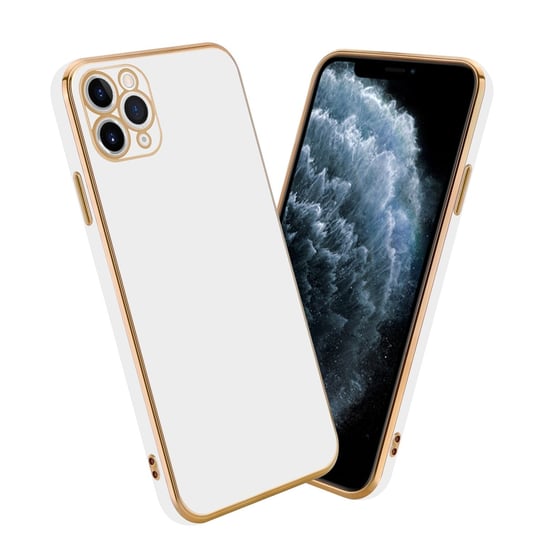 Pokrowiec Do Apple iPhone 11 PRO Etui w Glossy Biały - Złoto TPU Silikonowe Obudowa Case Cover Cadorabo Cadorabo