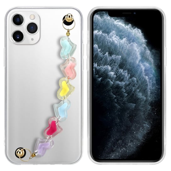 Pokrowiec Do Apple iPhone 11 PRO Etui w Przezroczyste z kolorowymi serduszkami Obudowa Case Cover TPU Silicone Perły Cadorabo Cadorabo