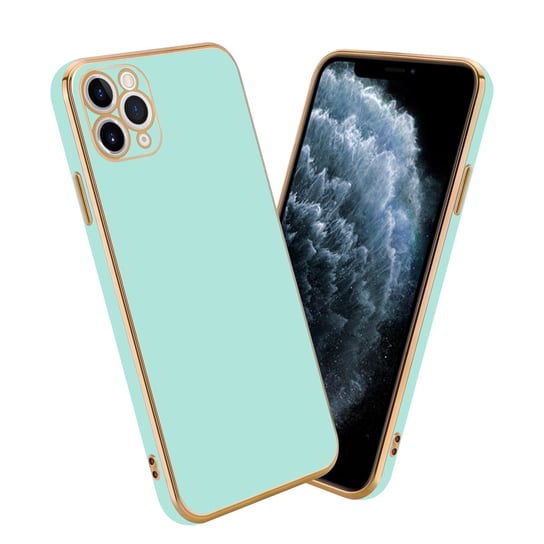 Pokrowiec Do Apple iPhone 11 PRO MAX Etui w Glossy Miętowa Zielona - Złoto TPU Silikonowe Obudowa Case Cover Cadorabo Cadorabo