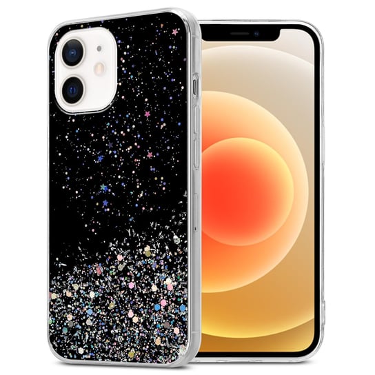 Pokrowiec Do Apple iPhone 12 MINI Etui w Czarny z Brokatem Glitter Obudowa Case Cover TPU Cadorabo Cadorabo