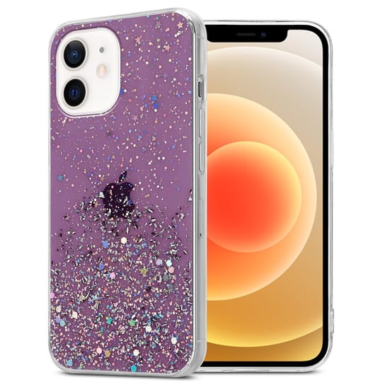 Pokrowiec Do Apple iPhone 12 MINI Etui w Fiolet z Brokatem Glitter Obudowa Case Cover TPU Cadorabo Cadorabo
