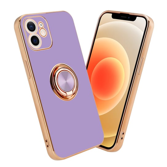 Pokrowiec Do Apple iPhone 12 MINI Etui w Glossy Jasny Fiolet - Złoto magnetycznym Obudowa Case Cover Ochronny Cadorabo Cadorabo