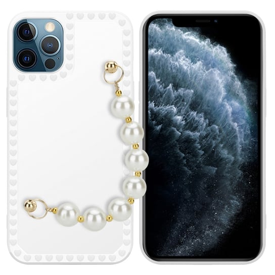 Pokrowiec Do Apple iPhone 12 PRO Etui w Biały z perłami Obudowa Case Cover TPU Silicone Perły Cadorabo Cadorabo