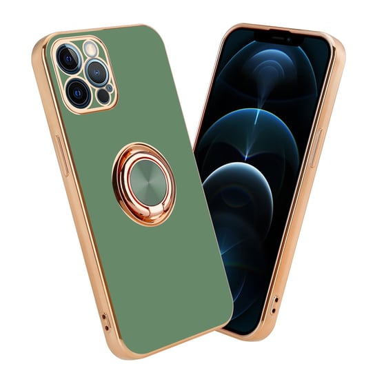 Pokrowiec Do Apple iPhone 12 PRO Etui w Glossy Jasno Zielony - Złoto magnetycznym Obudowa Case Cover Ochronny Cadorabo Cadorabo