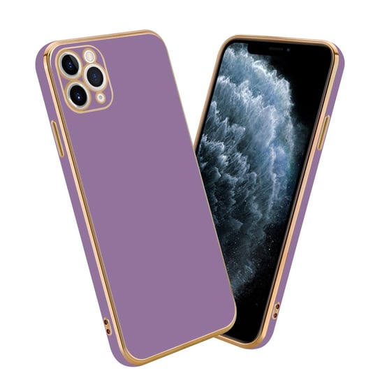 Pokrowiec Do Apple iPhone 12 PRO Etui w Glossy Purpura - Złoto TPU Silikonowe Obudowa Case Cover Cadorabo Cadorabo