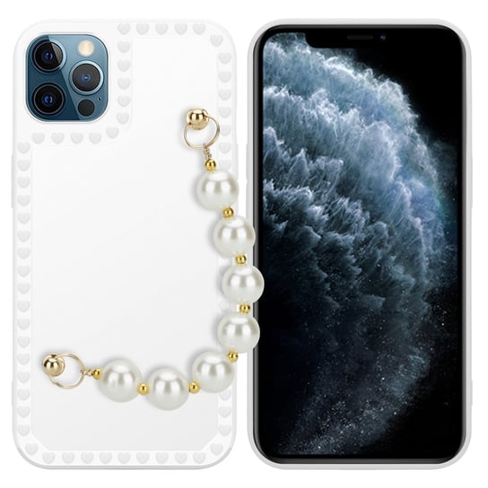 Pokrowiec Do Apple iPhone 12 PRO MAX Etui w Biały z perłami Obudowa Case Cover TPU Silicone Perły Cadorabo Cadorabo