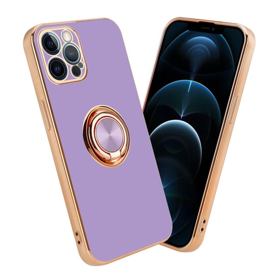 Pokrowiec Do Apple iPhone 12 PRO MAX Etui w Glossy Jasny Fiolet - Złoto magnetycznym Obudowa Case Cover Ochronny Cadorabo Cadorabo