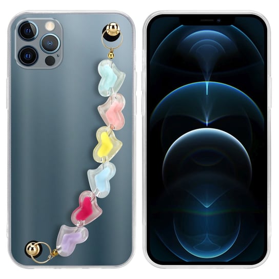 Pokrowiec Do Apple iPhone 12 PRO MAX Etui w Przezroczyste z kolorowymi serduszkami Obudowa Case Cover TPU Silicone Perły Cadorabo Cadorabo