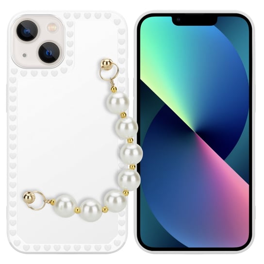 Pokrowiec Do Apple iPhone 13 MINI Etui w Biały z perłami Obudowa Case Cover TPU Silicone Perły Cadorabo Cadorabo