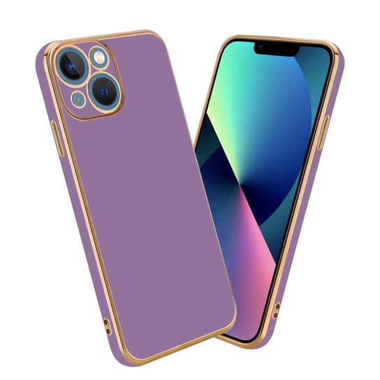Pokrowiec Do Apple iPhone 14 Etui w Glossy Purpura - Złoto TPU Silikonowe Obudowa Case Cover Cadorabo Cadorabo