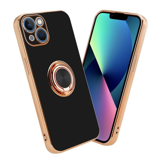 Pokrowiec Do Apple iPhone 14 PLUS Etui w Glossy Czarny - Złoto magnetycznym Obudowa Case Cover Ochronny Cadorabo Cadorabo