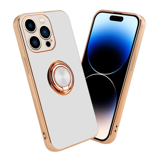 Pokrowiec Do Apple iPhone 14 PRO Etui w Glossy Biały - Złoto magnetycznym Obudowa Case Cover Ochronny Cadorabo Cadorabo