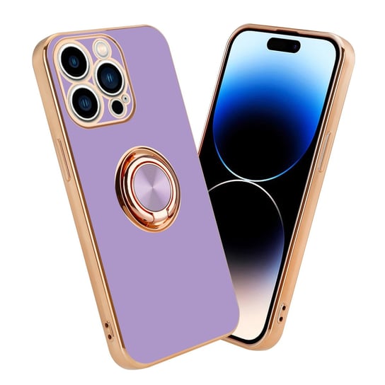 Pokrowiec Do Apple iPhone 14 PRO Etui w Glossy Jasny Fiolet - Złoto magnetycznym Obudowa Case Cover Ochronny Cadorabo Cadorabo