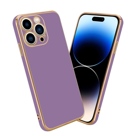 Pokrowiec Do Apple iPhone 14 PRO Etui w Glossy Purpura - Złoto TPU Silikonowe Obudowa Case Cover Cadorabo Cadorabo