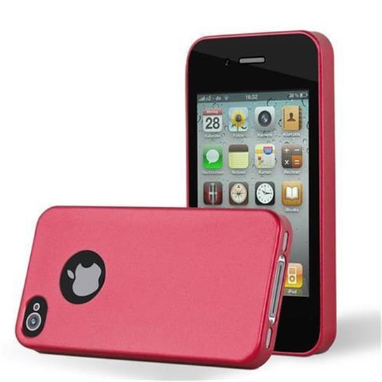 Pokrowiec Do Apple iPhone 4 / 4S w METALLIC CZERWONY Etui TPU Silikon Obudowa Ochronny Case Cover Cadorabo Cadorabo