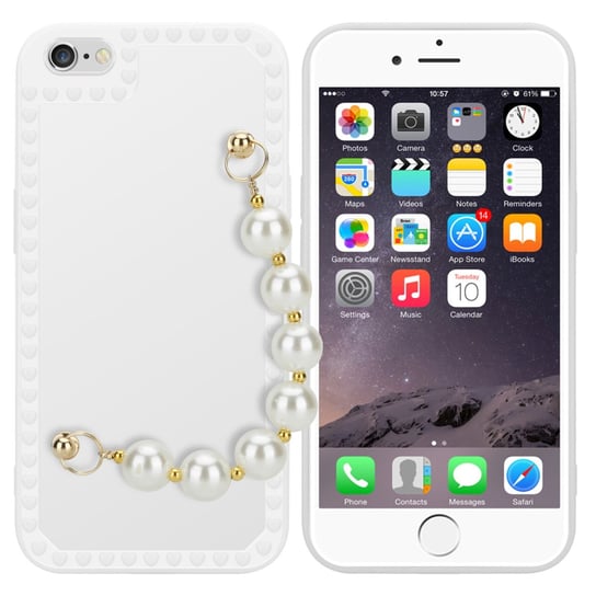 Pokrowiec Do Apple iPhone 6 / 6S Etui w Biały z perłami Obudowa Case Cover TPU Silicone Perły Cadorabo Cadorabo