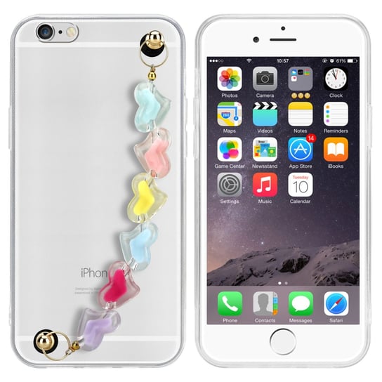 Pokrowiec Do Apple iPhone 6 / 6S Etui w Przezroczyste z kolorowymi serduszkami Obudowa Case Cover TPU Silicone Perły Cadorabo Cadorabo