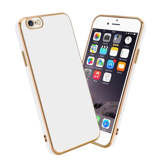 Pokrowiec Do Apple iPhone 6 PLUS / 6S PLUS Etui w Glossy Biały - Złoto TPU Silikonowe Obudowa Case Cover Cadorabo Cadorabo