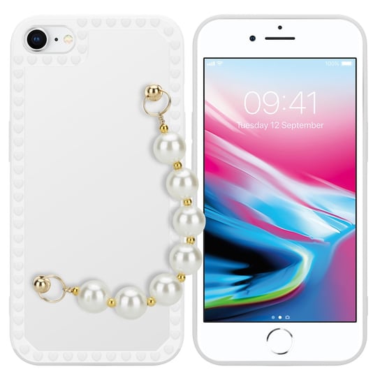 Pokrowiec Do Apple iPhone 7 / 7S / 8 / SE 2020 Etui w Biały z perłami Obudowa Case Cover TPU Silicone Perły Cadorabo Cadorabo