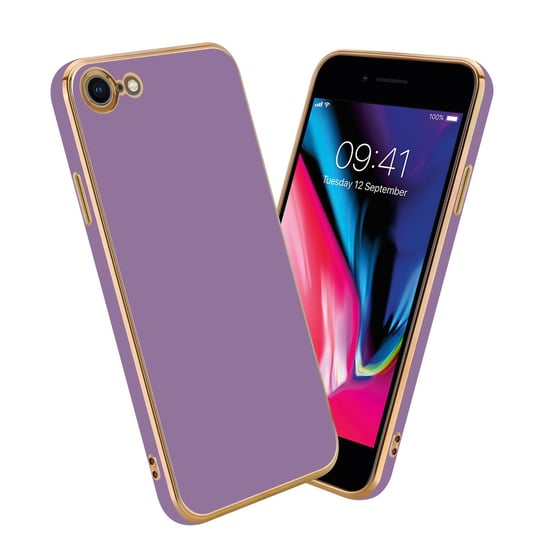 Pokrowiec Do Apple iPhone 7 / 7S / 8 / SE 2020 Etui w Glossy Purpura - Złoto TPU Silikonowe Obudowa Case Cover Cadorabo Cadorabo