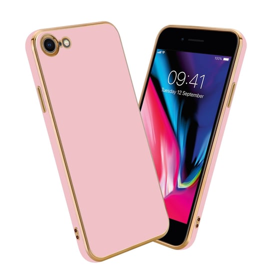 Pokrowiec Do Apple iPhone 7 / 7S / 8 / SE 2020 Etui w Glossy Róż - Złoto TPU Silikonowe Obudowa Case Cover Cadorabo Cadorabo