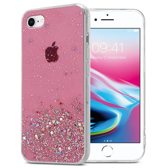 Pokrowiec Do Apple iPhone 7 / 7S / 8 / SE 2020 Etui w Różowy z Brokatem Glitter Obudowa Case Cover TPU Cadorabo Cadorabo