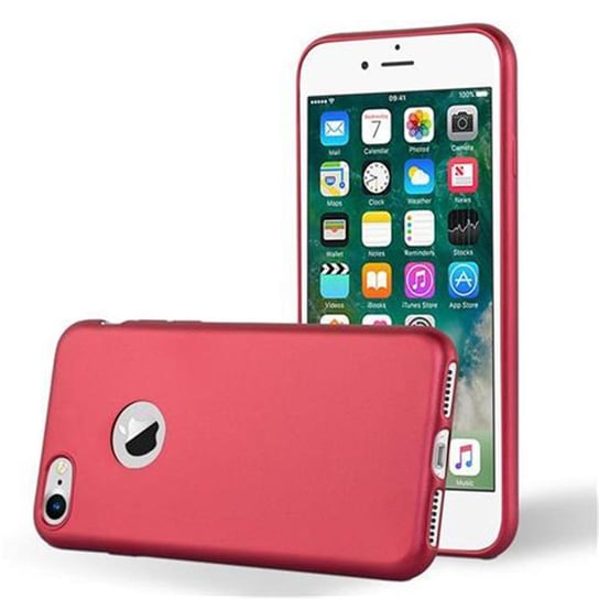 Pokrowiec Do Apple iPhone 7 / 7S / 8 / SE 2020 w METALLIC CZERWONY Etui TPU Silikon Obudowa Ochronny Case Cover Cadorabo Cadorabo