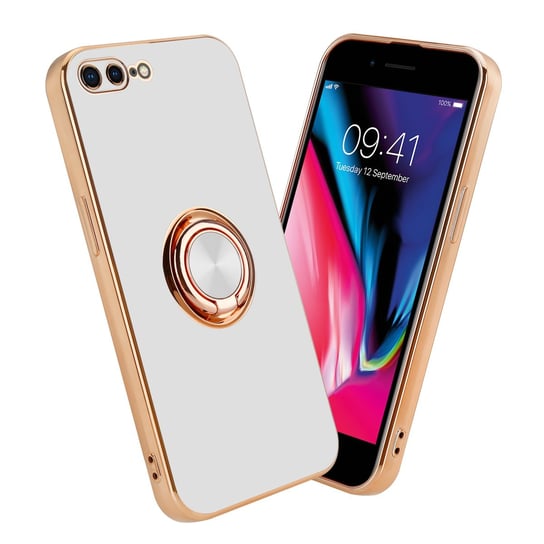 Pokrowiec Do Apple iPhone 7 PLUS / 7S PLUS / 8 PLUS Etui w Glossy Biały - Złoto magnetycznym Obudowa Case Cover Ochronny Cadorabo Cadorabo