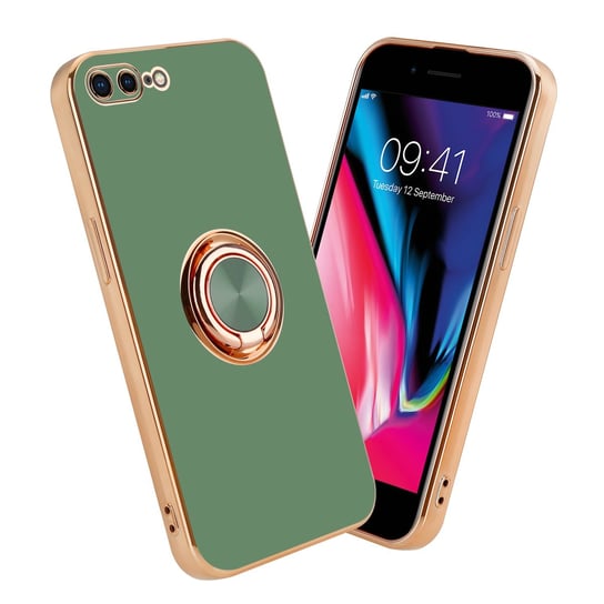 Pokrowiec Do Apple iPhone 7 PLUS / 7S PLUS / 8 PLUS Etui w Glossy Jasno Zielony - Złoto magnetycznym Obudowa Case Cover Ochronny Cadorabo Cadorabo