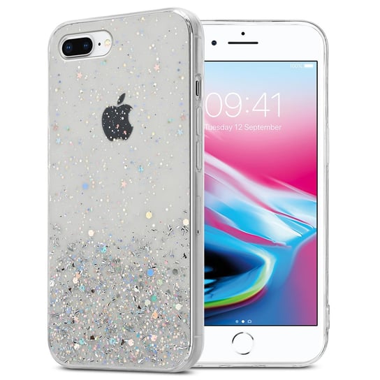 Pokrowiec Do Apple iPhone 7 PLUS / 7S PLUS / 8 PLUS Etui w Przezroczysty z Brokatem Glitter Obudowa Case Cover TPU Cadorabo Cadorabo