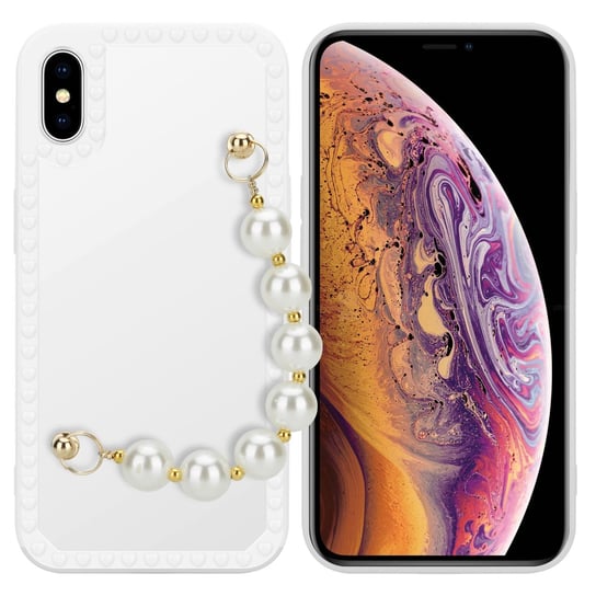 Pokrowiec Do Apple iPhone X / XS Etui w Biały z perłami Obudowa Case Cover TPU Silicone Perły Cadorabo Cadorabo
