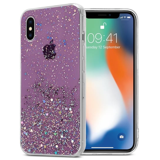 Pokrowiec Do Apple iPhone X / XS Etui w Fiolet z Brokatem Glitter Obudowa Case Cover TPU Cadorabo Cadorabo