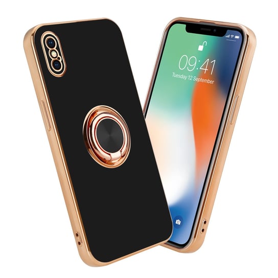 Pokrowiec Do Apple iPhone X / XS Etui w Glossy Czarny - Złoto magnetycznym Obudowa Case Cover Ochronny Cadorabo Cadorabo