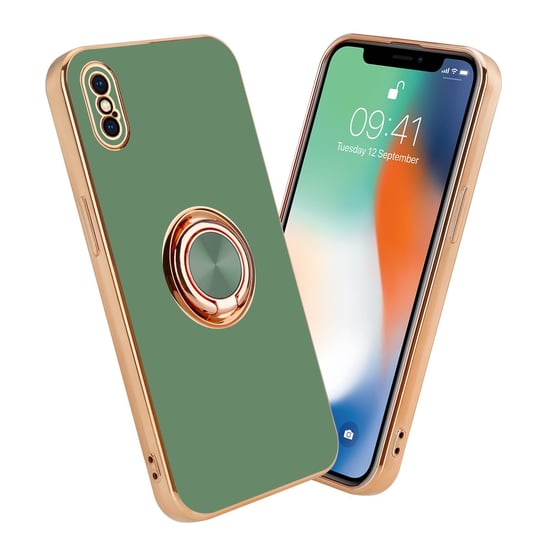 Pokrowiec Do Apple iPhone X / XS Etui w Glossy Jasno Zielony - Złoto magnetycznym Obudowa Case Cover Ochronny Cadorabo Cadorabo