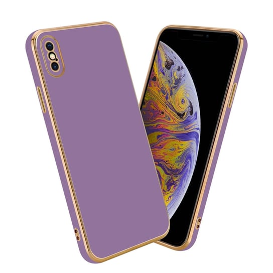 Pokrowiec Do Apple iPhone X / XS Etui w Glossy Purpura - Złoto TPU Silikonowe Obudowa Case Cover Cadorabo Cadorabo