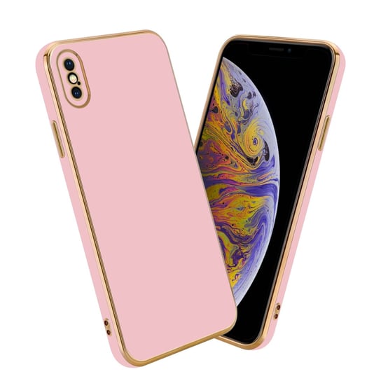 Pokrowiec Do Apple iPhone X / XS Etui w Glossy Róż - Złoto TPU Silikonowe Obudowa Case Cover Cadorabo Cadorabo
