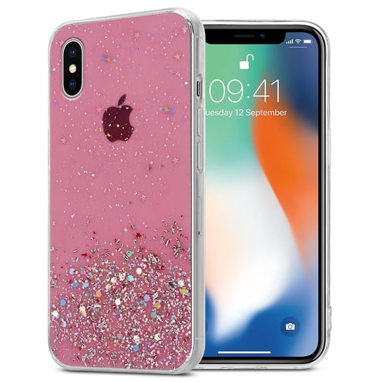 Pokrowiec Do Apple iPhone X / XS Etui w Różowy z Brokatem Glitter Obudowa Case Cover TPU Cadorabo Cadorabo